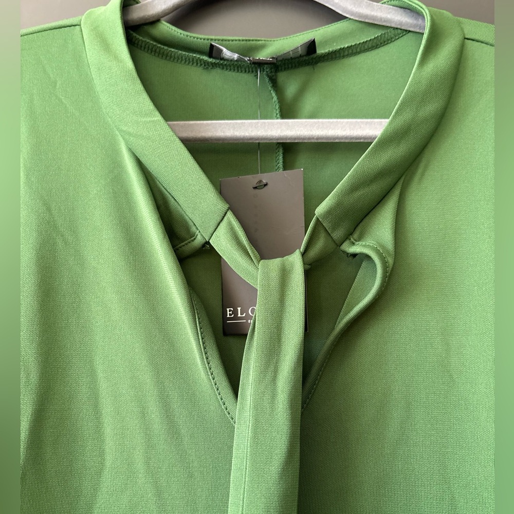 NWT Eloquii Green Tie-Neck Maxi Dress - Picture 3 of 6